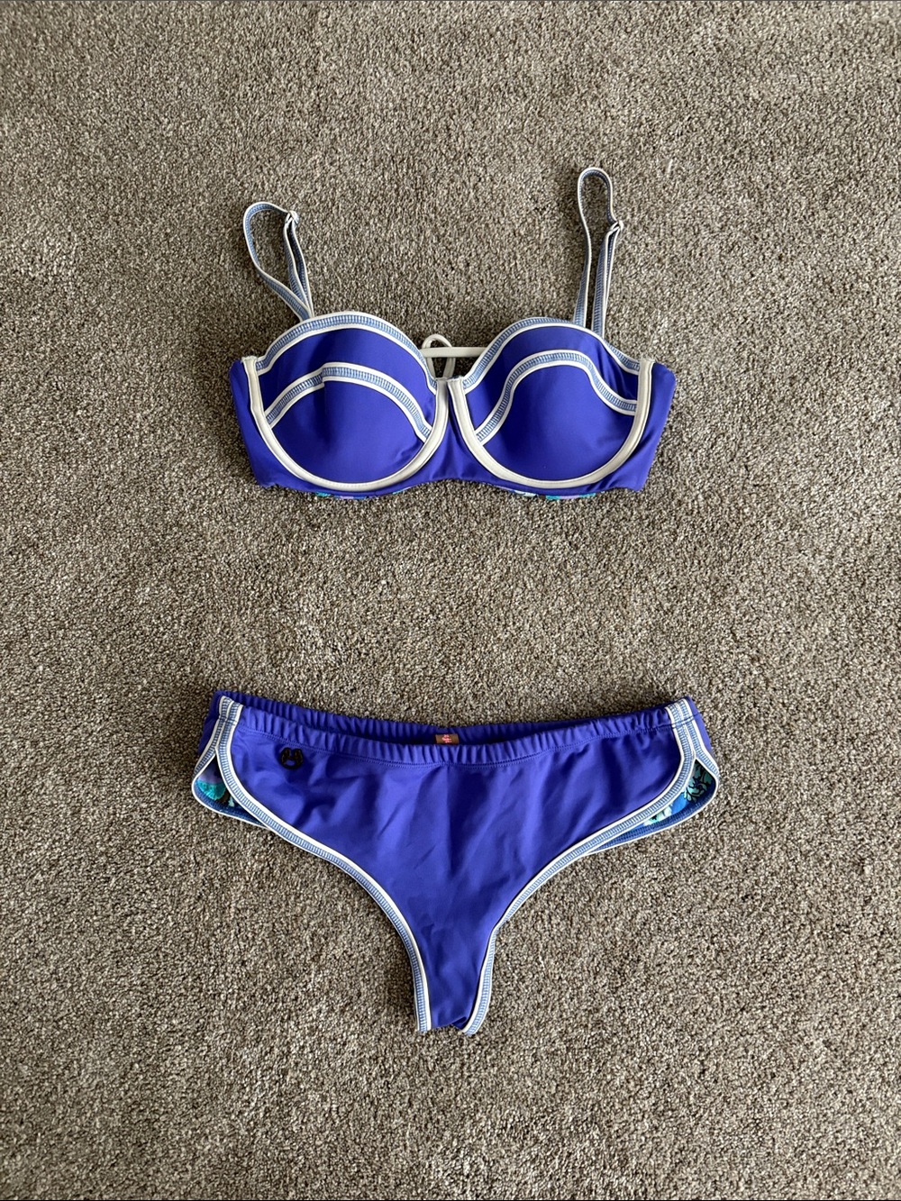 MAAJI Purple Contrast-Trim Women's Bikini Set size Large